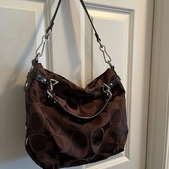 Coach Purse - Brown Jacquard with Silky Lavender Interior - Picture 2 of 6